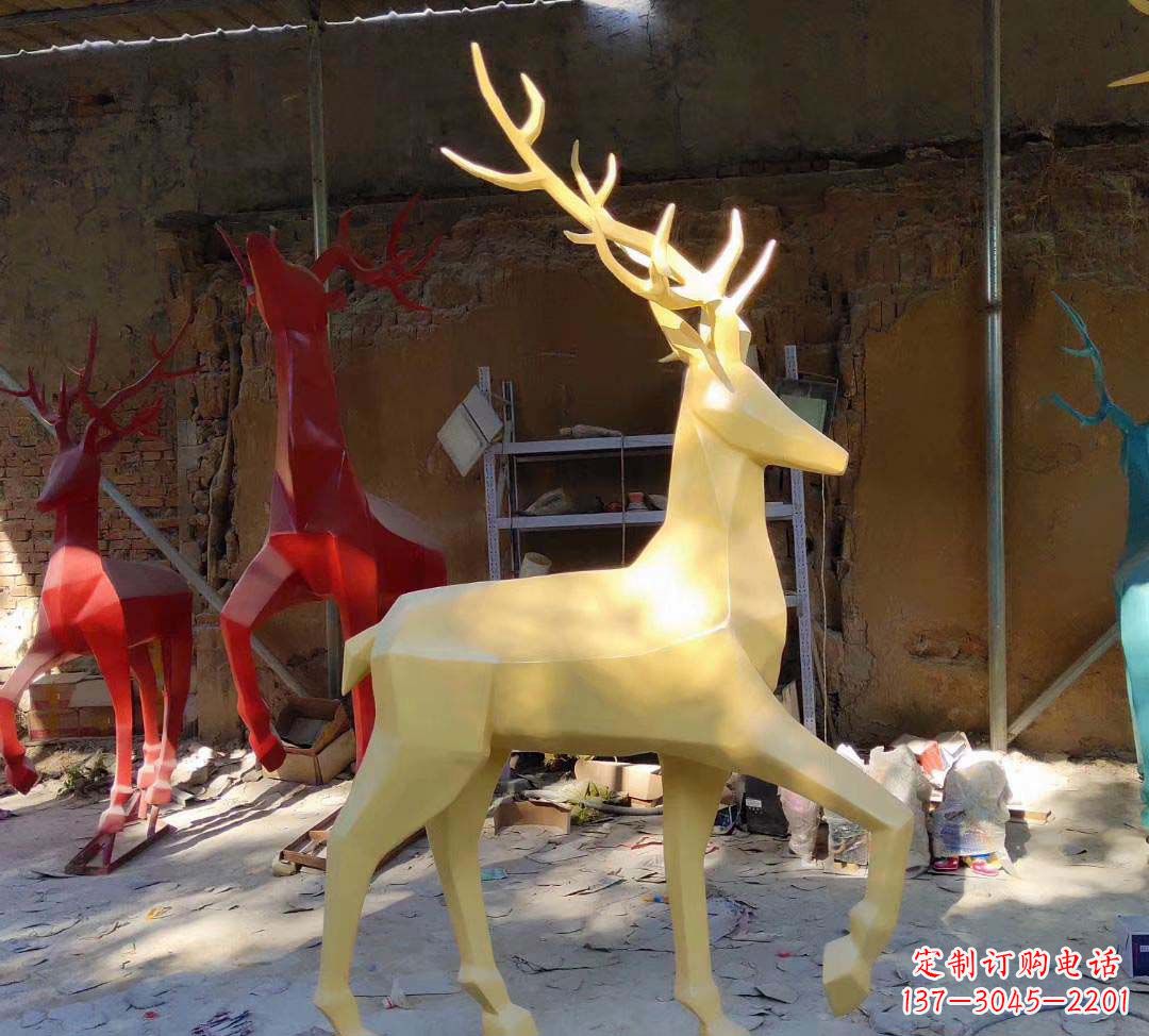 河南新款仿真不锈钢小鹿雕塑