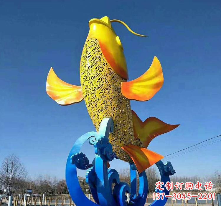河南不锈钢艺术鲤鱼雕塑