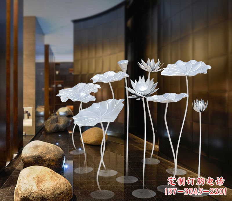 河南不锈钢银色荷花雕塑精美外形魅力无限