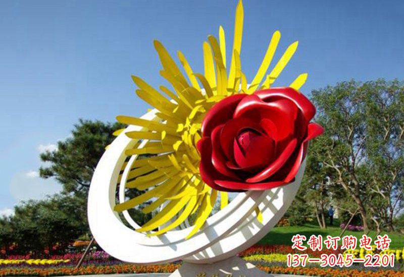 河南不锈钢玫瑰花雕塑——给城市景观带来美丽