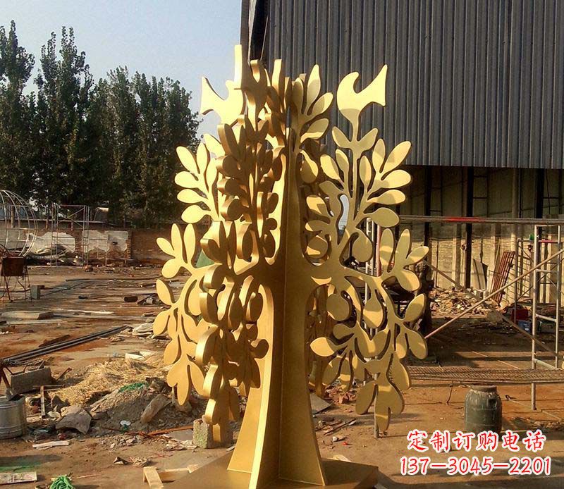 河南不锈钢树叶雕塑艺术的精美表现