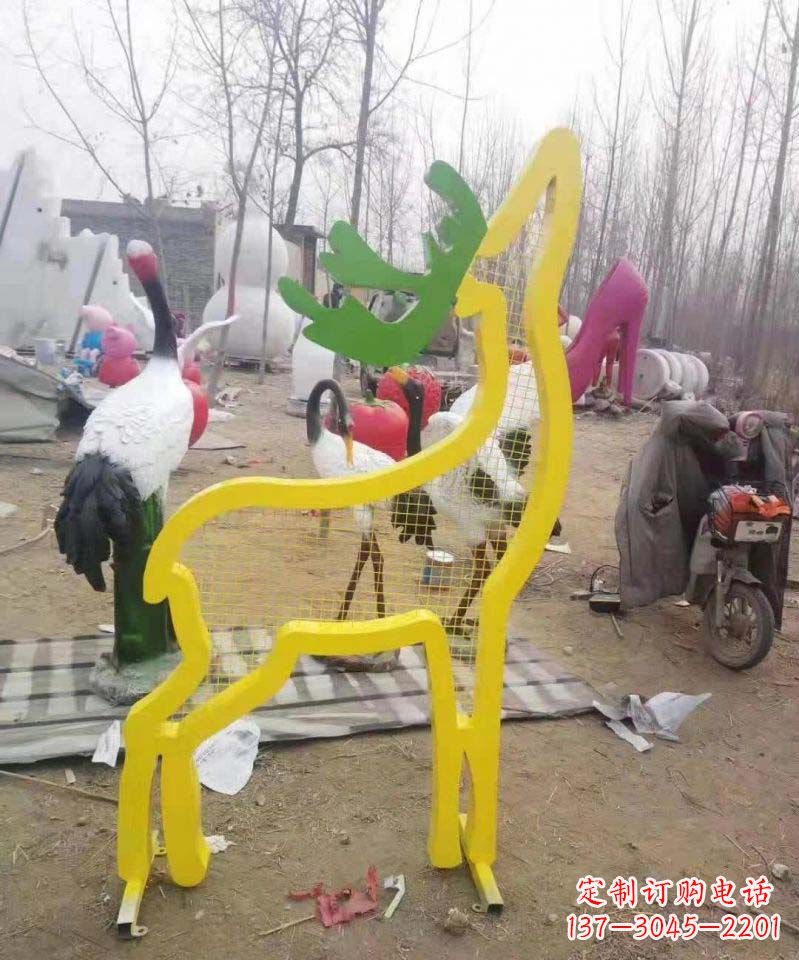 河南不锈钢园林造型景观小鹿雕塑