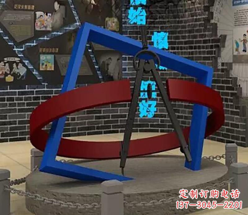 河南不锈钢圆规景观雕塑