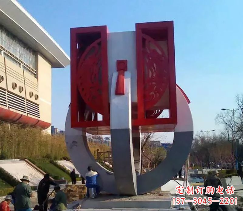 河南不锈钢圆环雕塑象征着永恒的美