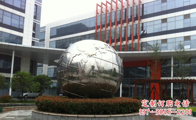河南不锈钢圆球地球雕塑描绘地球的美丽