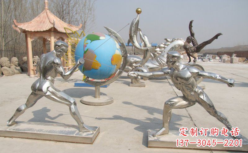 河南勇敢者的身影——不锈钢运动员击剑雕塑