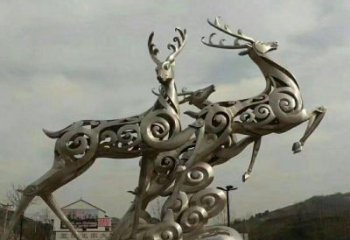 河南梅花鹿雕塑——祥云梅花鹿广场的标志