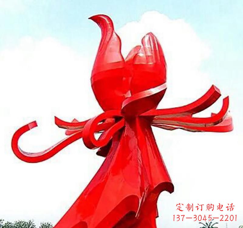 河南不锈钢玫瑰雕塑,传递爱与和平