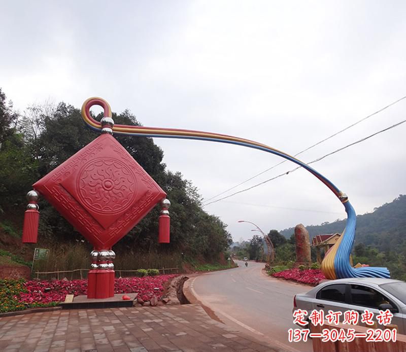 河南不锈钢中国结拱门雕塑
