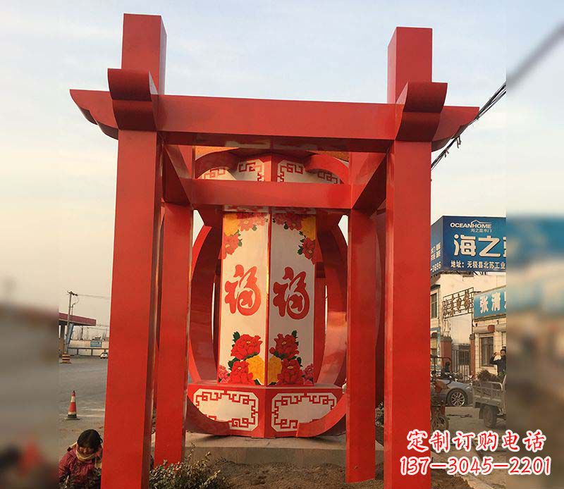 河南不锈钢中国梦灯笼雕塑