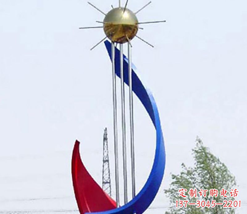 河南流动的美——不锈钢飘带雕塑