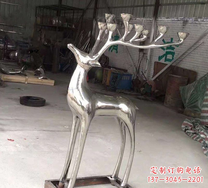 河南不锈钢烛台梅花鹿雕塑