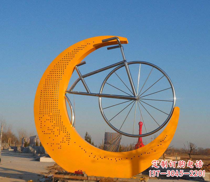 河南不锈钢自行车雕塑一次性看到的艺术经典