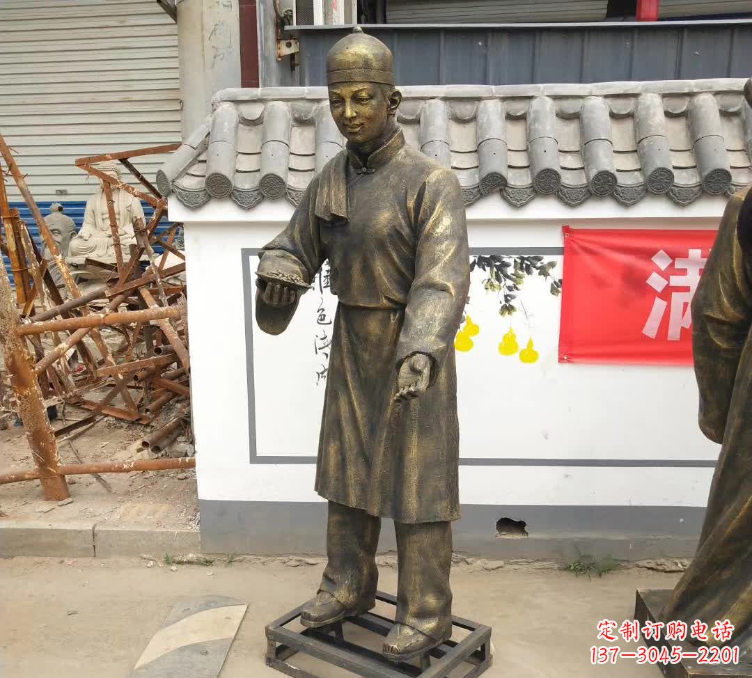 河南传承百年店小二铜雕