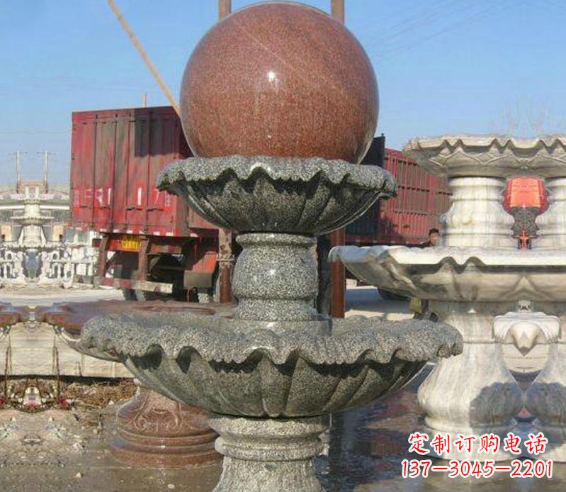 河南财源滚滚石雕风水球喷泉雕塑 (5)