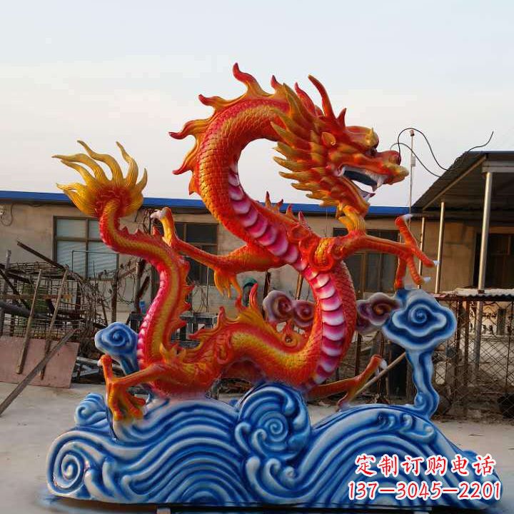 河南彩绘龙神兽动物铜雕