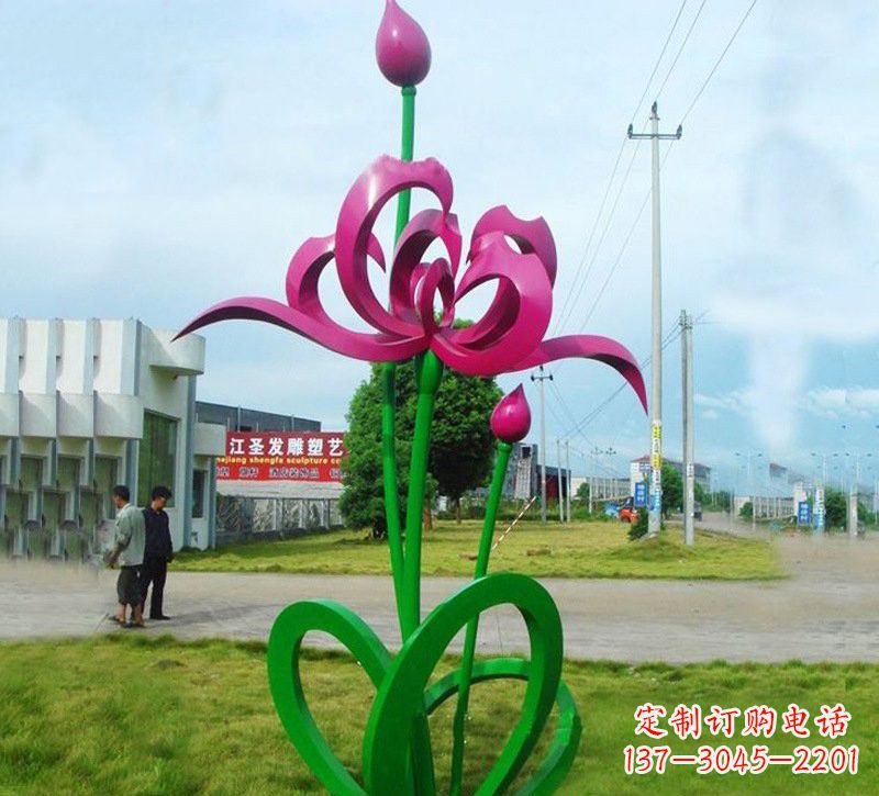 河南灿烂的彩色不锈钢荷花雕塑