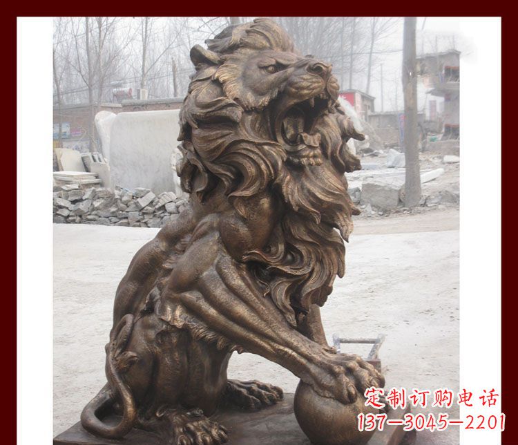 河南传统工艺——踩球欧式狮子铜雕