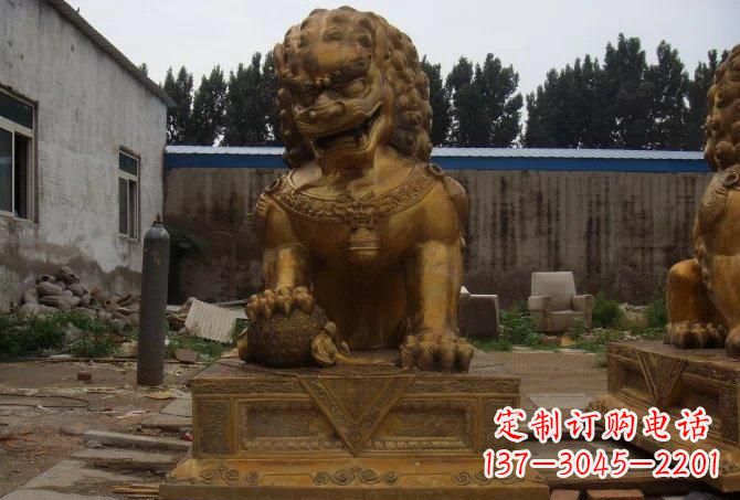 河南踩绣球狮子铜雕