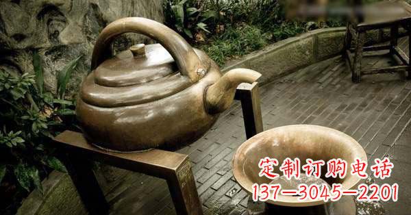 河南茶壶茶碗玻璃钢仿铜景观雕塑
