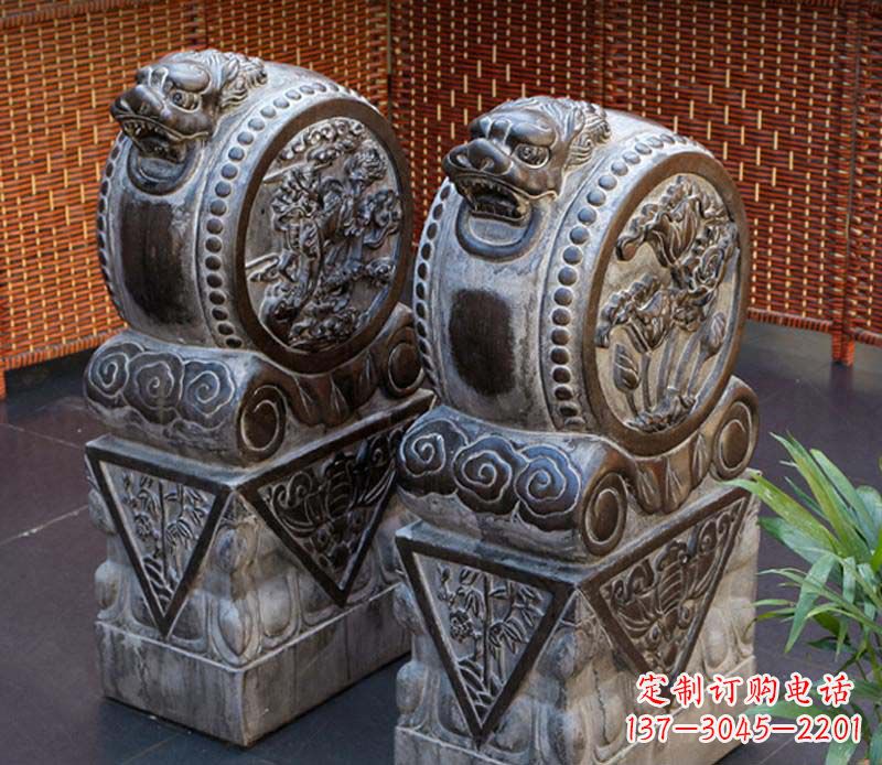 河南茶楼景观仿古石门墩