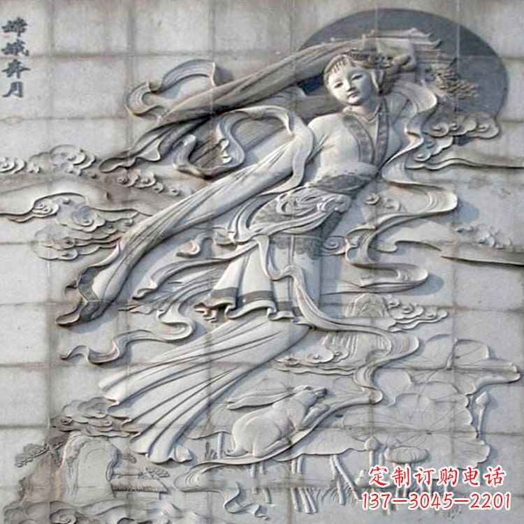 河南嫦娥奔月浮雕-大理石石刻神话人物壁画