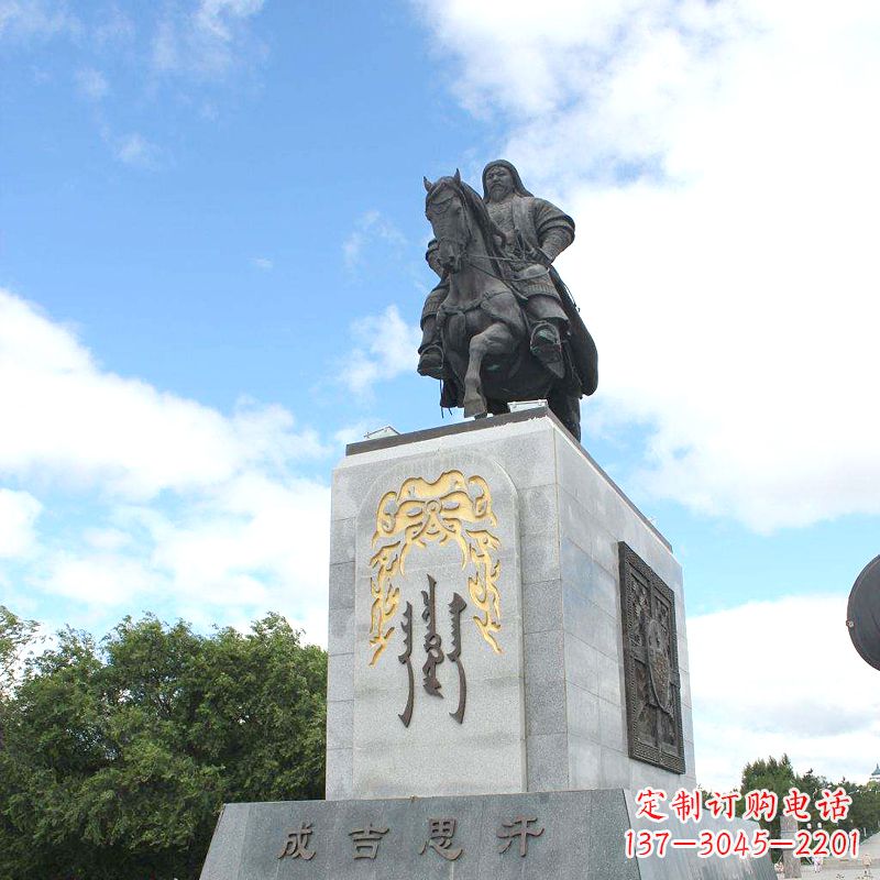 河南成吉思汗象征英雄的铜雕塑