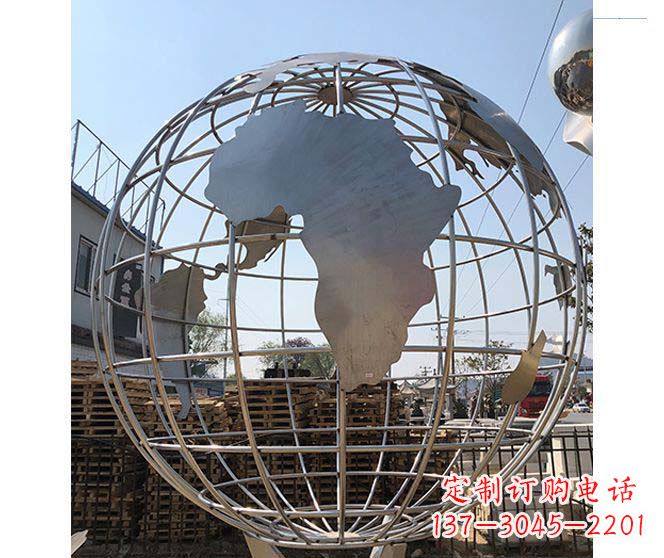 河南以城市为灵感的不锈钢地球仪雕塑