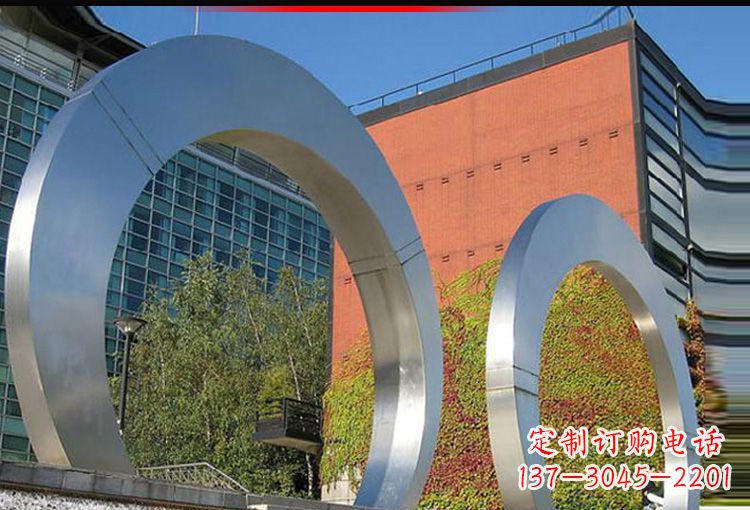 河南城市不锈钢圆环摆件雕塑