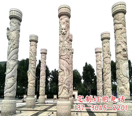河南精美龙柱雕塑,点缀城市广场