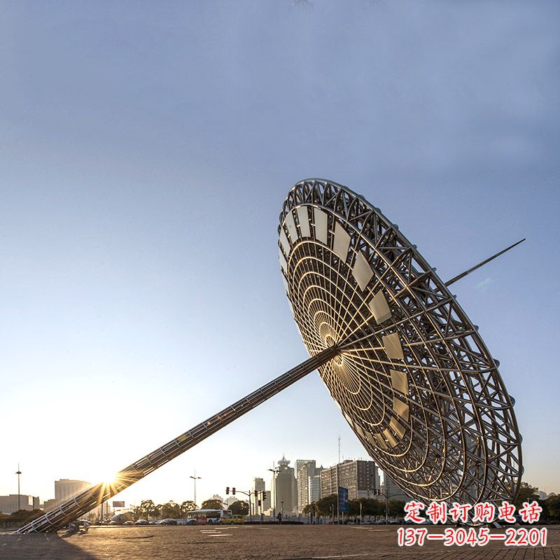 河南引领城市风采的大型不锈钢创意日晷雕塑