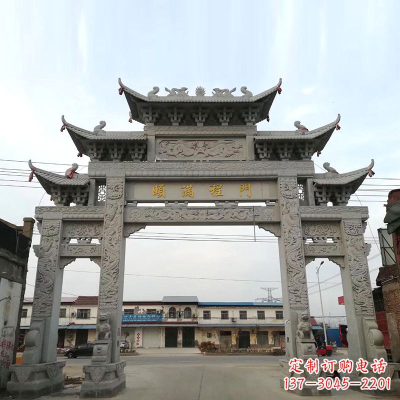 河南城市街道仿古石雕牌楼