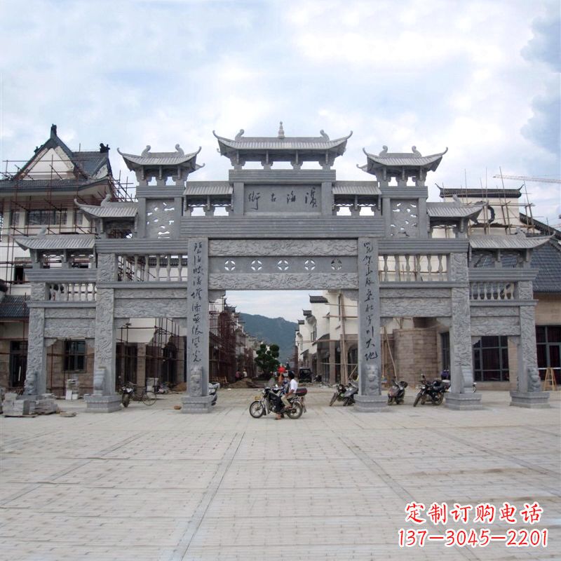 河南五门石雕牌坊传承中国古典雕塑文化