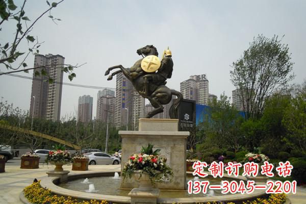 河南城市铸造铜马战士雕塑
