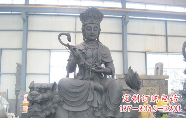 河南乘狮子的文殊菩萨石雕