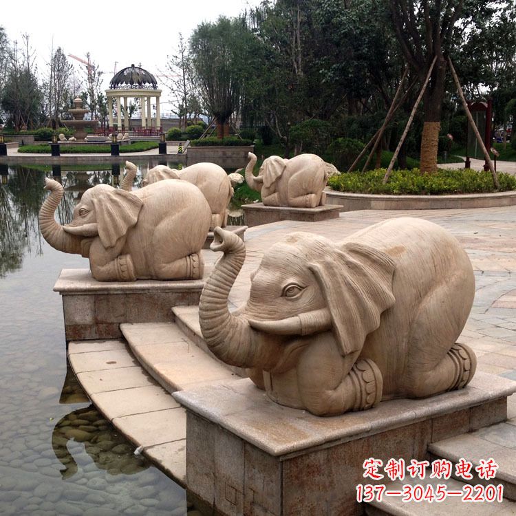 河南池塘喷水大象雕塑
