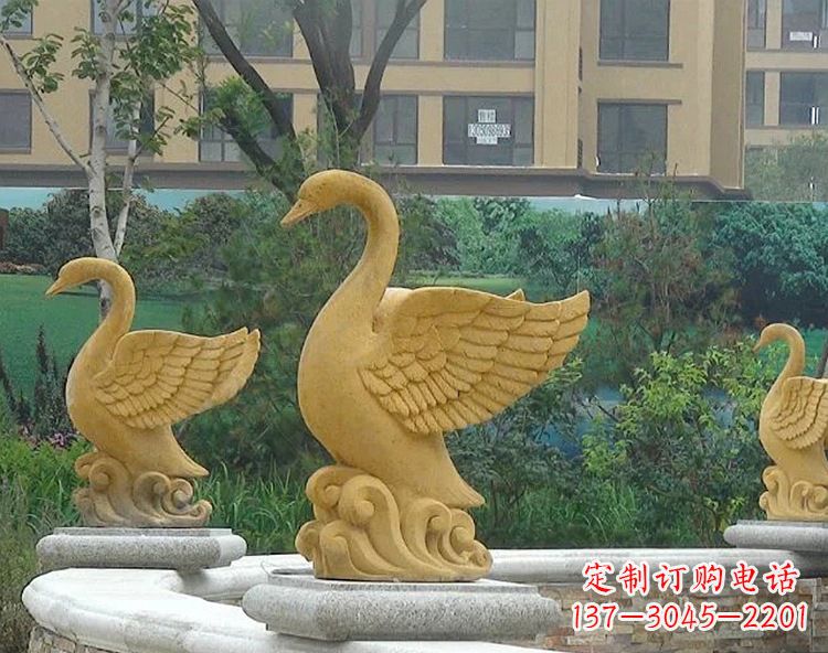 河南池塘水景喷泉天鹅雕塑-公园园林景区装饰动物雕塑