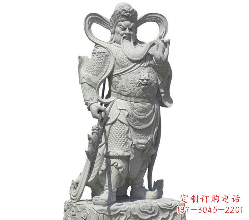 河南持刀关公武财神石雕