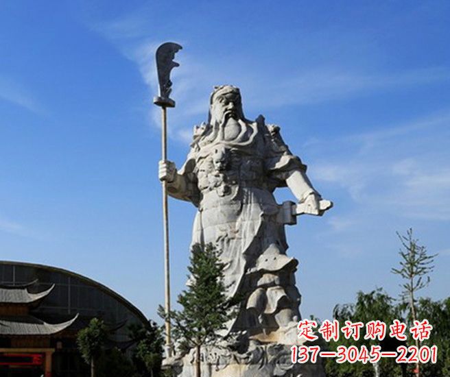 河南持刀武财神关公石雕