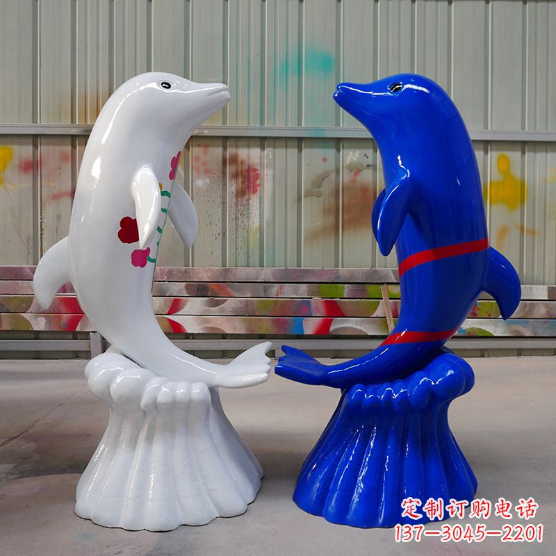 河南冲浪海豚卡通动物雕塑,园林水景戏水动物景观