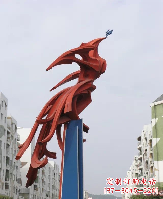 河南抽象不锈钢凤凰雕塑