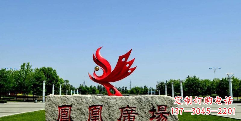 河南不锈钢凤凰雕塑奔放优雅的艺术之作