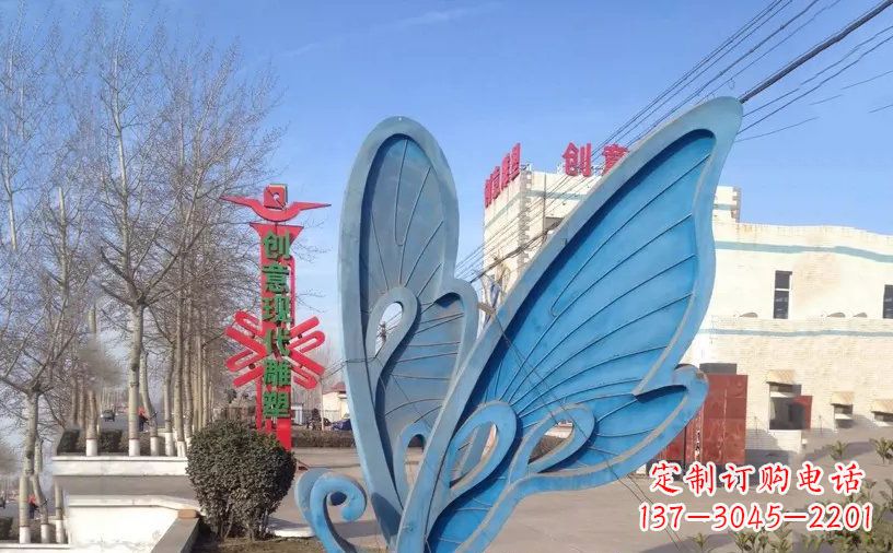 河南抽象不锈钢蝴蝶雕塑把美丽永久定格