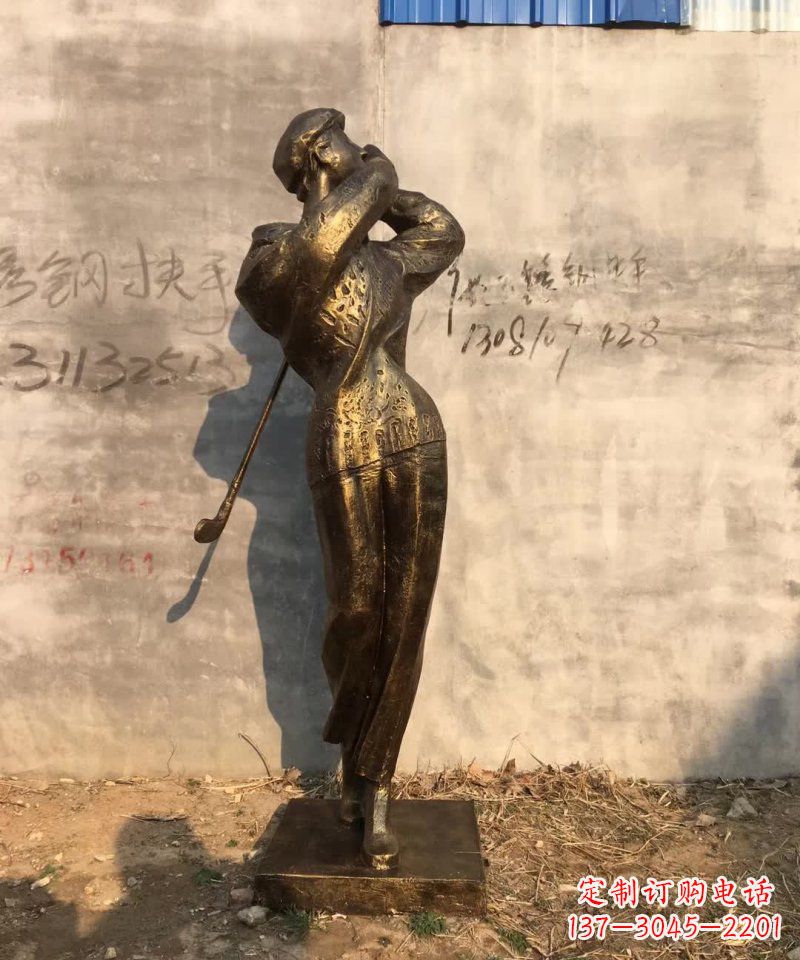 河南抽象打高尔夫球人物铜雕 (2)
