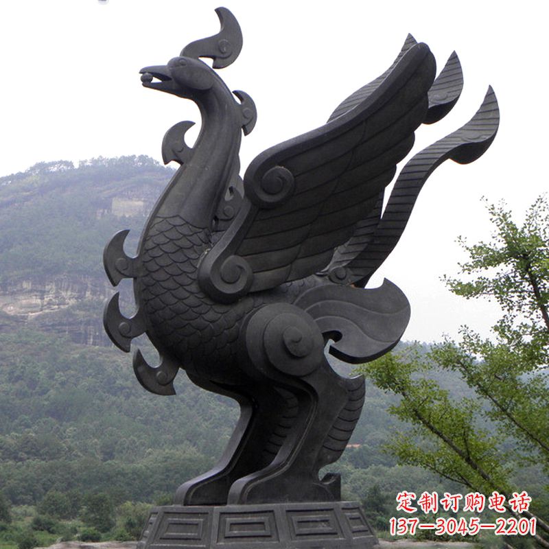 河南抽象凤凰铜雕-景区景点上古神兽动物景观雕塑