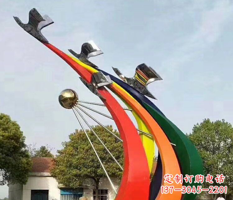 河南抽象和平鸽和太阳校园不锈钢雕塑