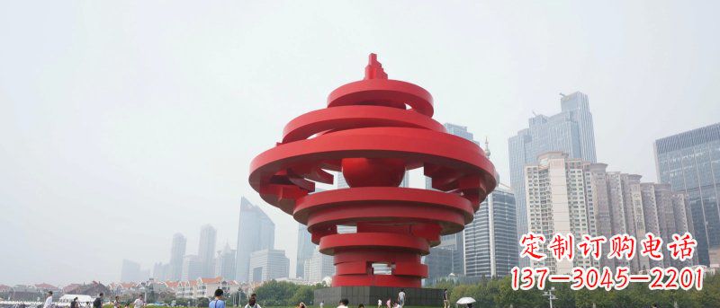 河南抽象火炬不锈钢五月的风广场景观雕塑
