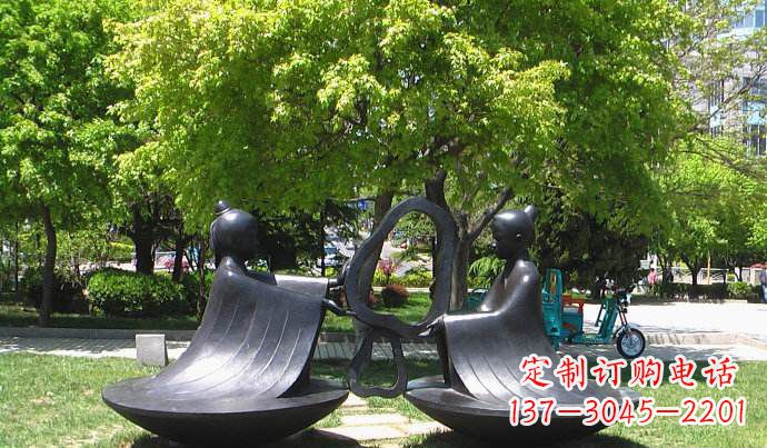 河南抽象孔融让梨校园景观铜雕