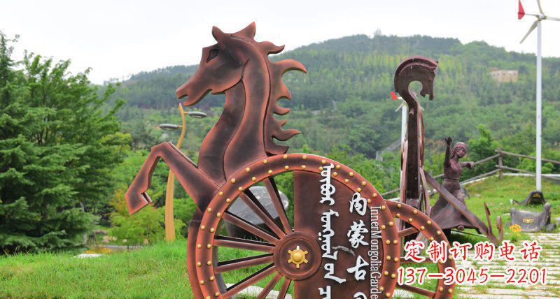 河南抽象马车不锈钢标志雕塑