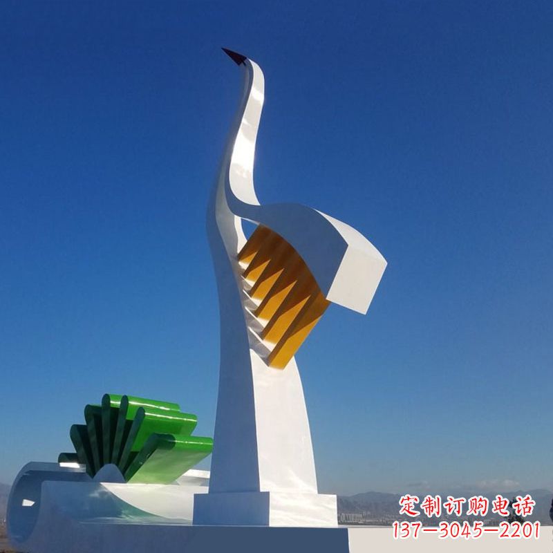 河南抽象仙鹤不锈钢景观雕塑